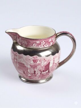 Wedgwood Ferrara Plum Silver Lustre 16 oz Pitcher AL 8870 4.25"H England